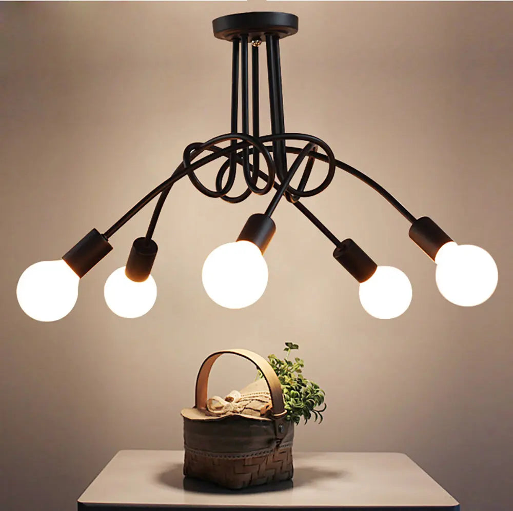 Modern Iron Ceiling Chandelier: 3/5 Sockets Lights for Living Room & Bedroom