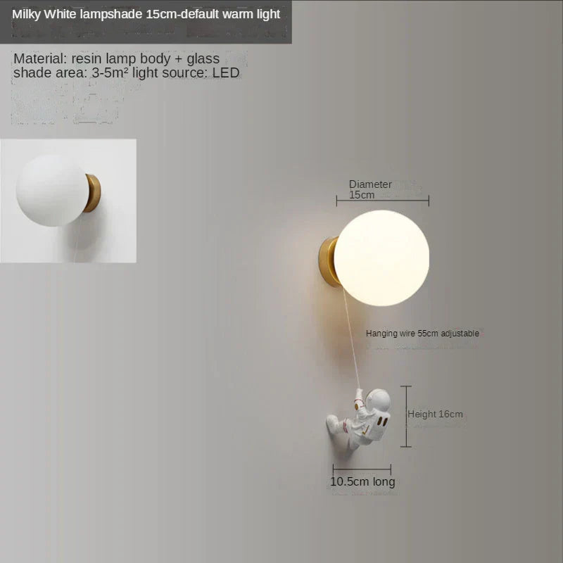 Astronaut Moon Wall Lamp: Creative 3D Printing Light for Kids' Bedroom.