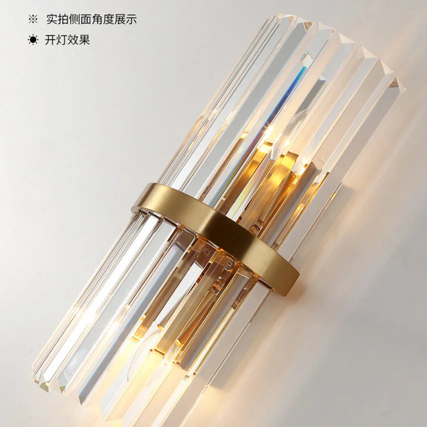 Luxury Crystal Wall Lamp for Living Room & Bedroom - Gold Sconce Light