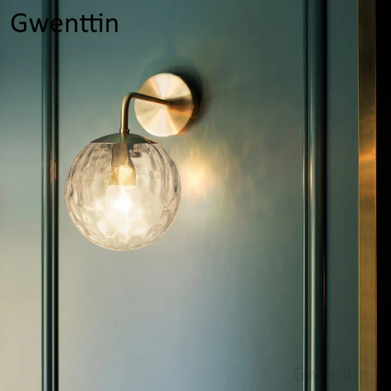 Gold Glass Ball Wall Lamp | Nordic Mirror Sconce Indoor Lighting