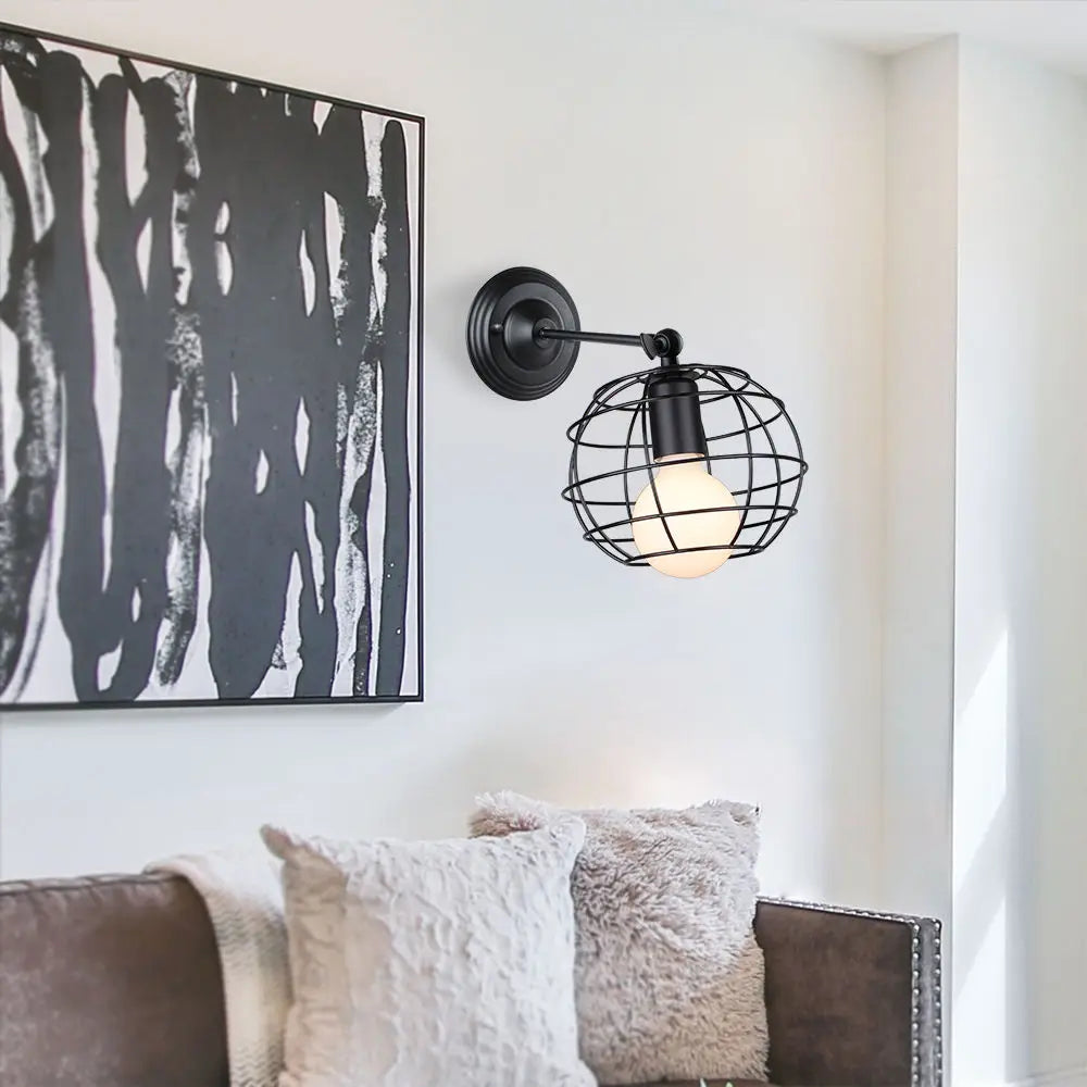 Industrial Loft LED Cage Wall Light Sconce - Modern Home Lighting Fixture