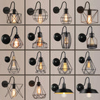 Black Cage Guard Wall Sconce LED Lamp Indoor Retro Lighting Fixture