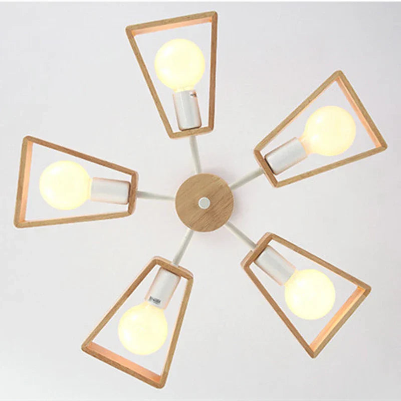 Windmill Wooden Chandelier - LED Loft Industrial Lighting for Home Decor