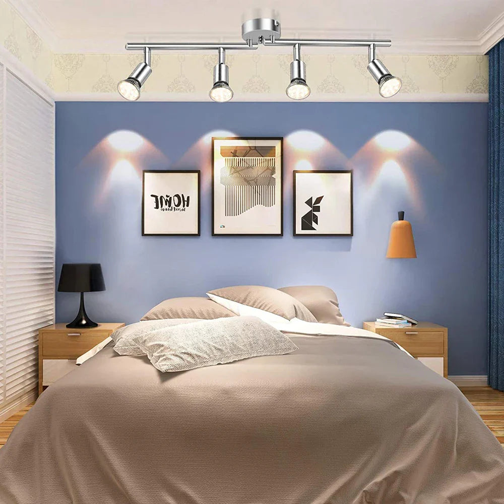 6 Head LED Ceiling Light GU10 Adjustable Angle Spot Lamp for Living Room Bedroom