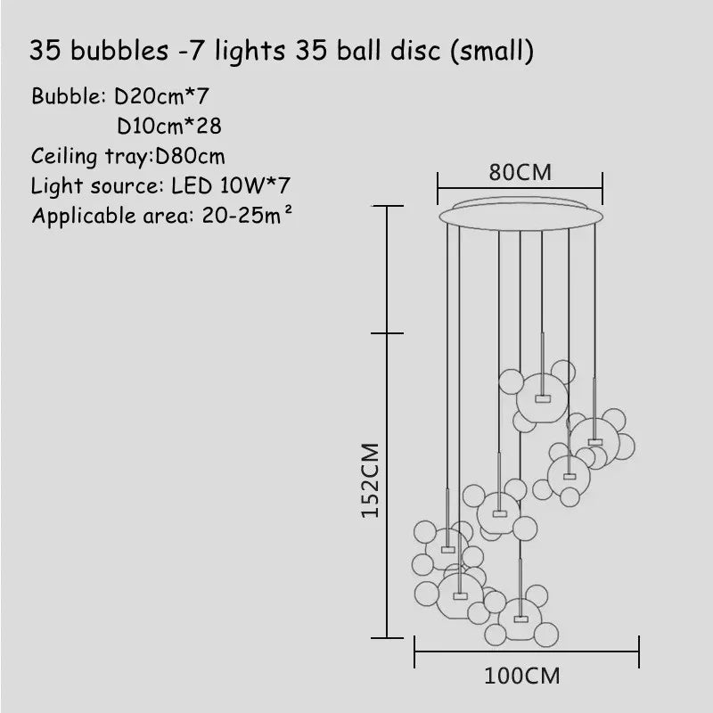Bubble Glass LED Chandelier for Kids Room Kitchen Office Restaurant