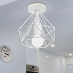 Iron Cage Ceiling Light Fixture Retro Nordic Design Home Kitchen Lamp