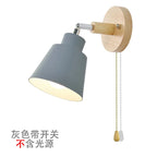 Nordic Wooden Wall Lights with Zipper Switch, Rotatable Modern Macaroon Sconce