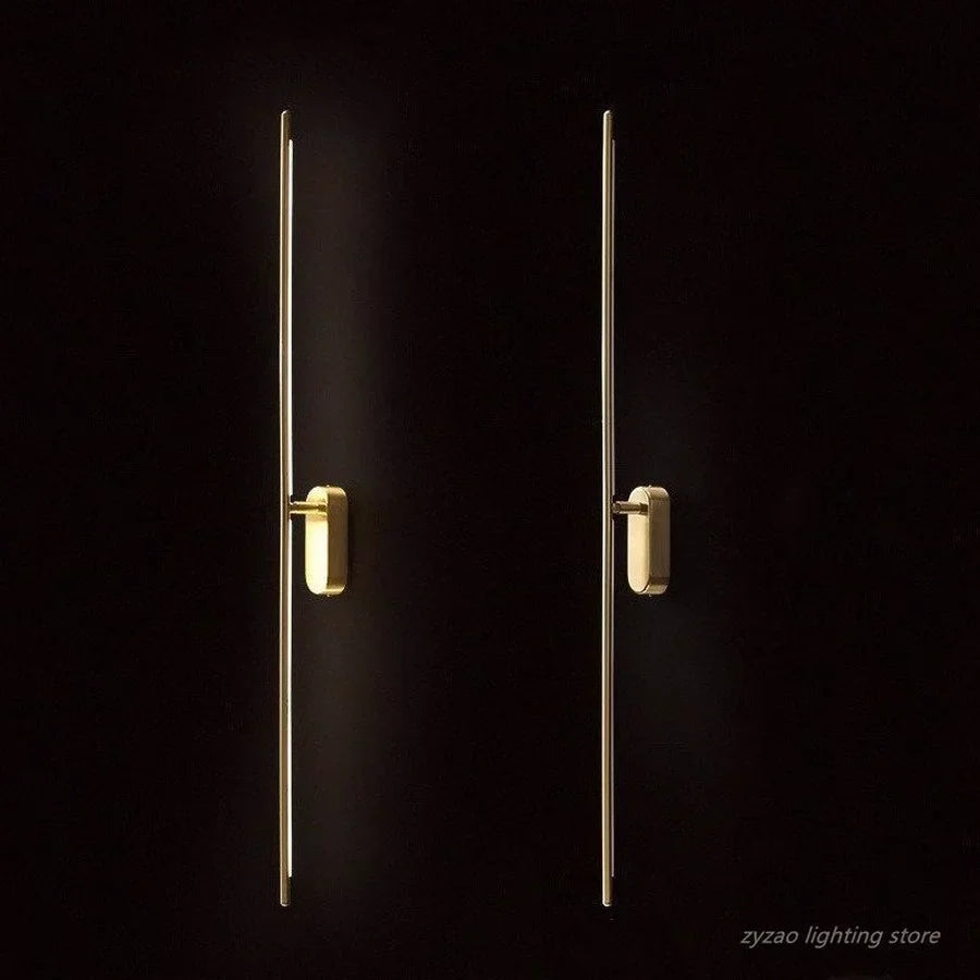 Nordic Copper Line Wall Lamps: Modern Bedroom LED Lights, Living Room Stair Decor