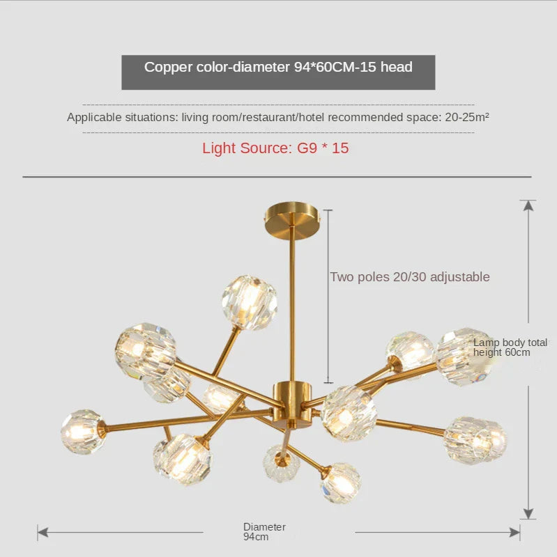 Crystal LED Chandelier Ceiling Light for Elegant Home Décor