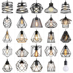 Vintage Industrial Chandelier Lamp, Black Iron Pendant Light for Kitchen Bedroom