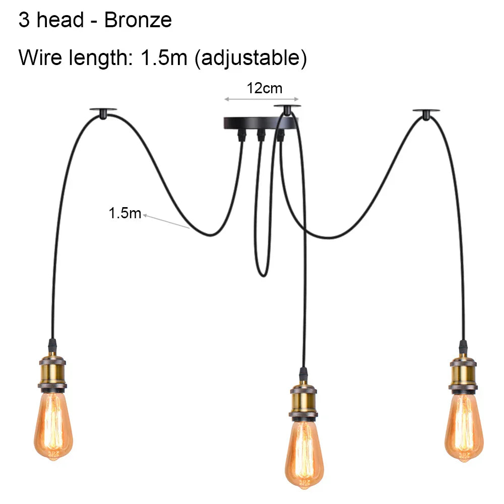 Vintage Industrial Spider Chandelier Ceiling Pendant Light - DIY Art Suspension Decor