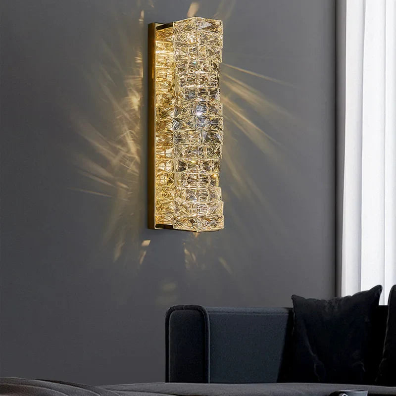 Gold Chrome Crystal Wall Sconce LED Lamp for Living Room Bedroom TV Background Lighting