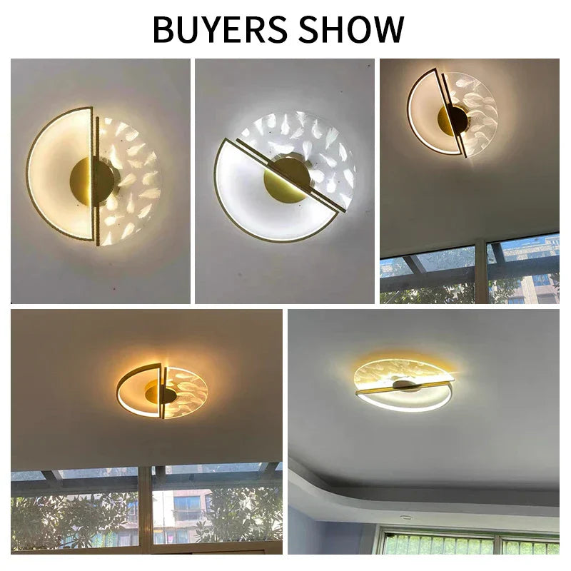 Luxury LED Feather Ceiling Light: Modern Dimmable Fixture for Bedroom & Living Room