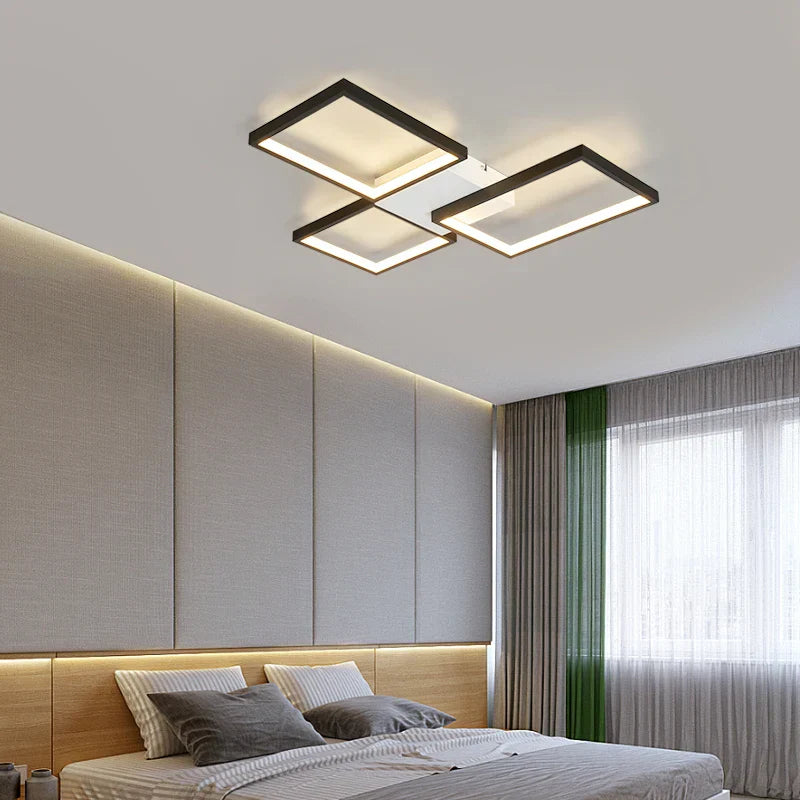 Nordic Modern Dimmable LED Ceiling Light in Black/Gold for Living Room and Bedroom