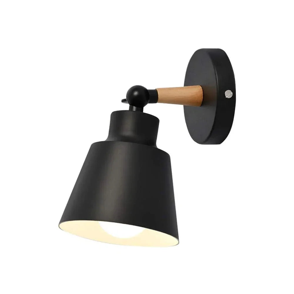 Modern Nordic Wood Wall Lights Bedroom Lamp Black White LED Sconce Lighting
