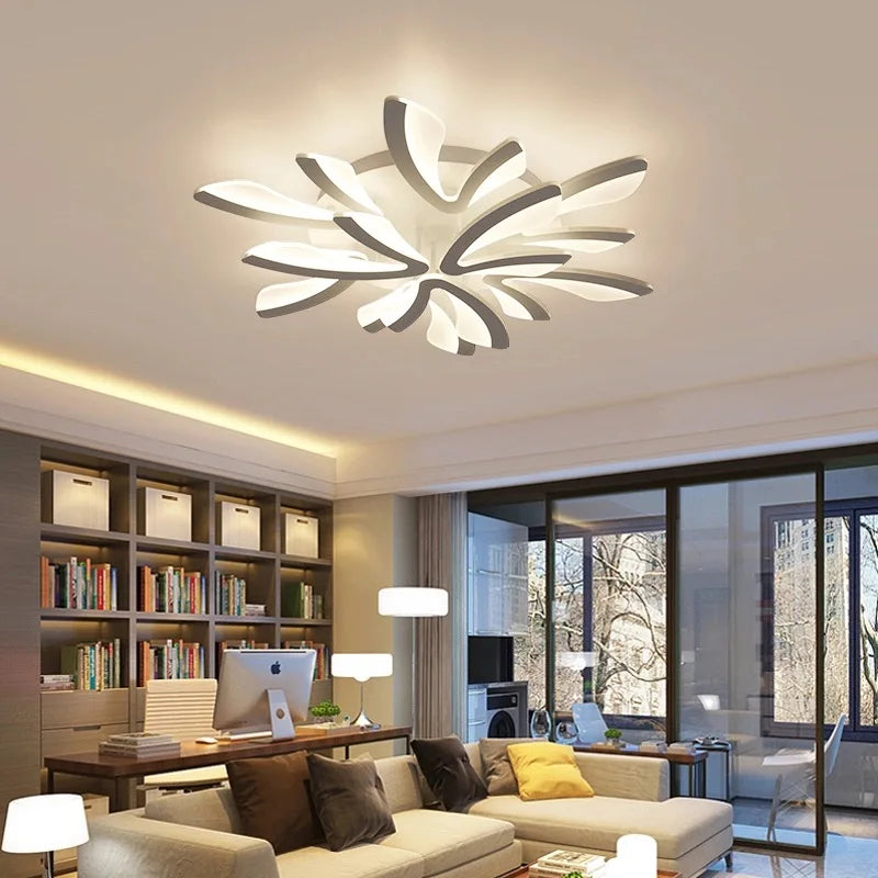 Modern LED Ceiling Chandelier for Home Living Room Bedroom Dining, Remote Control Lighting Fixtures