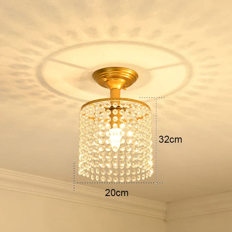 Gold Crystal Round Ceiling Chandelier for Living Room LED Light Fixtures