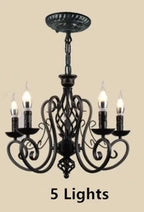 Black Wrought Iron Loft Chandelier for Living Room, Bar, Restaurant - Retro Industrial Style