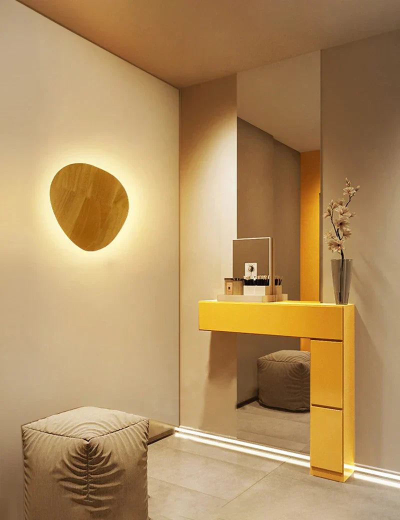 Eclipse Wooden Wall Lamp: Modern Nordic Round LED Design for Bedroom and Aisle