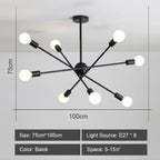 Modern Rod Iron Sputnik Chandelier Vintage Ceiling Lamp for Home Lighting