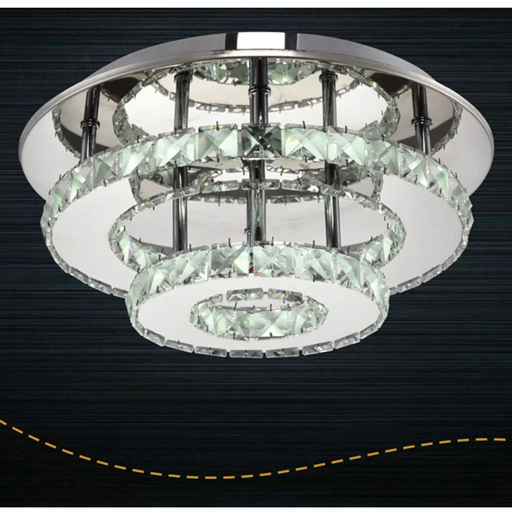 Stainless Steel LED Crystal Chandeliers: Elegant Lighting Fixture for Home Decor