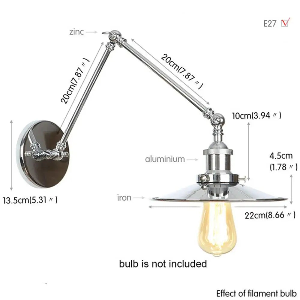 Chrome Plated Bathroom Bedroom Wall Sconce Modern Metal Lamp