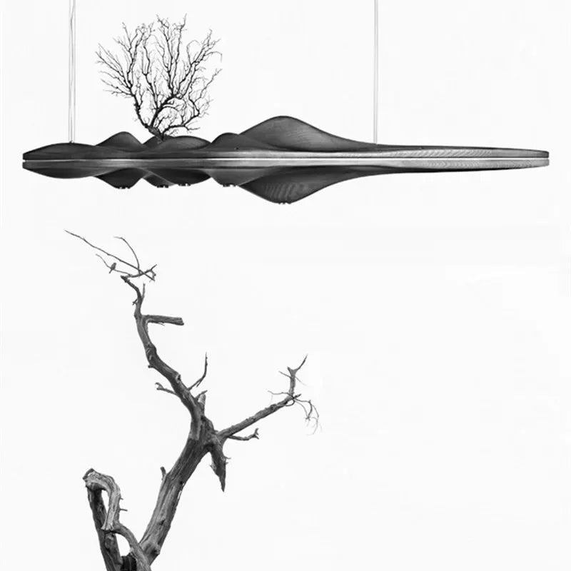 Nordic Wood Resin Pendant Lamp by - Modern Indoor Lighting Decor