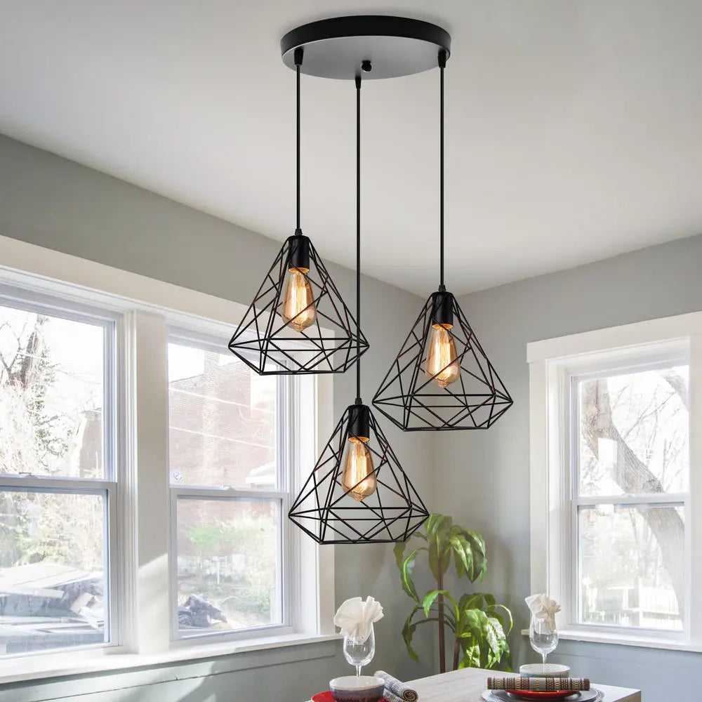 Modern Black LED Pendant Chandelier for Kitchen & Living Room Lighting