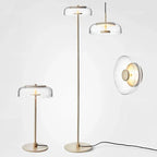 Circular Glass Lampshade Floor Lamp for Living Room Office LED Lights