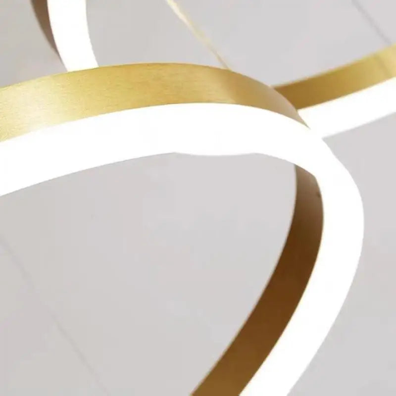 Modern LED Chandelier Brushed Rings Ceiling Mounted Lighting in Black & Coffee