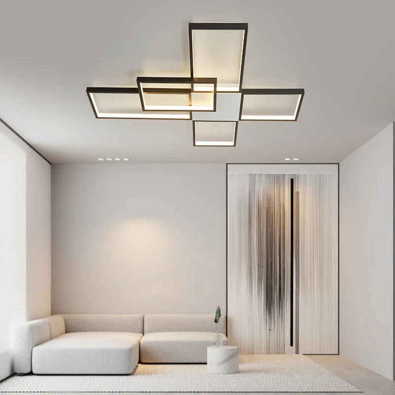Nordic Modern Dimmable LED Ceiling Light in Black/Gold for Living Room and Bedroom