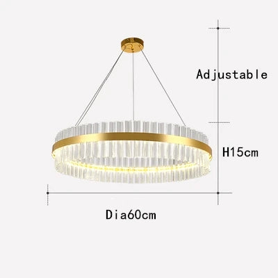 Crystal Chandelier LED Ring Lamp for Dining Room Center Living Restaurant Decor