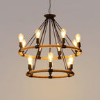 Hemp Rope Industrial Large Circle Chandelier