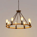 Hemp Rope Industrial Large Circle Chandelier