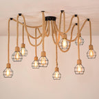 Hemp Rope Scattered Flower Chandelier