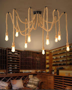 Hemp Rope Scattered Flower Chandelier