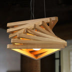 Triangle Wood Chandelier LED Indoor Hanging Lamp for Living Room decor