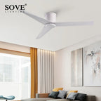Modern Low Floor Aluminum Blade Ceiling Fan with Remote Control, No Light