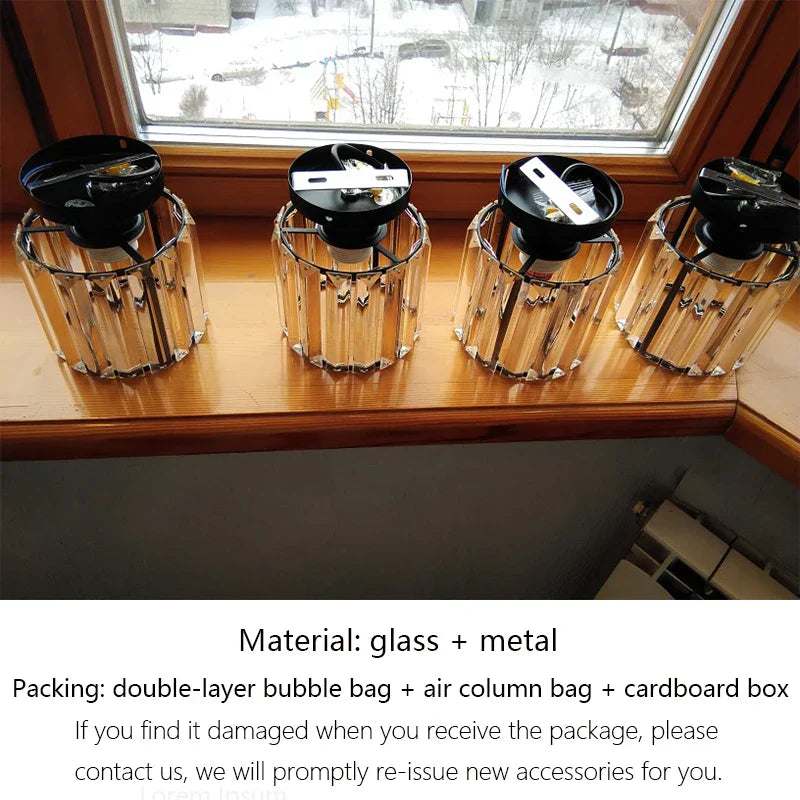 Crystal Ceiling Lights: Modern Living Room Bedroom Decorative Lamp with E27 Bulb Socket