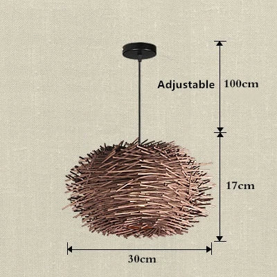 Rattan Wicker Bird Nest Chandelier - Modern Handmade Suspension Lighting