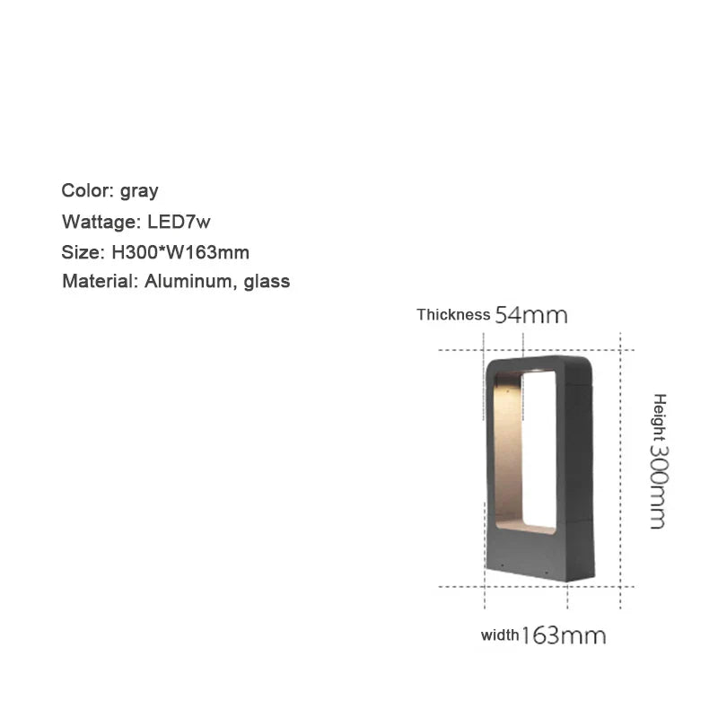 7W LED Aluminum Garden Bollard Light for Outdoor Landscape Courtyards