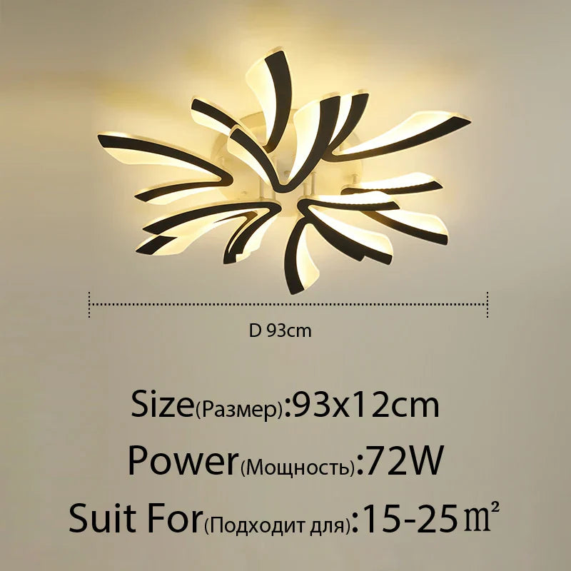 Modern LED Ceiling Chandelier for Home Living Room Bedroom Dining, Remote Control Lighting Fixtures