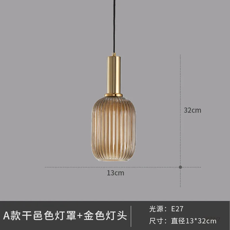 Glass Pendant Lights: Nordic Style Bedroom Kitchen Hanging Lamp