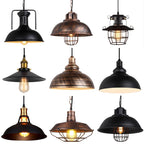 Retro Iron Pendant Light: Vintage Industrial Hanging Lamp for Home Decor