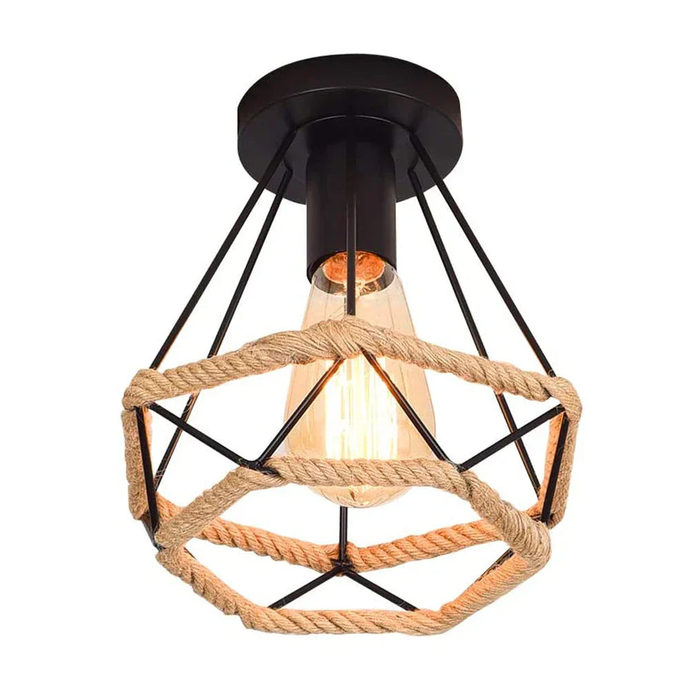Vintage Industrial LED Ceiling Light Shade for Living Room Kitchen Cage Home Decor