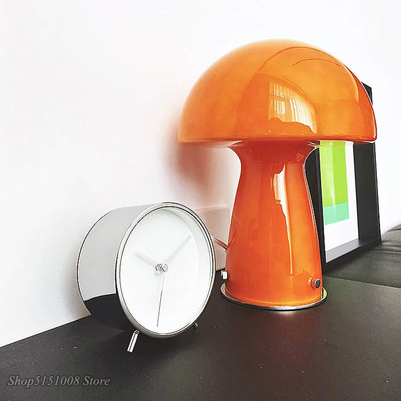 Glass Mushroom Table Lamp: Vintage Design LED Desk Night Light for Living Room