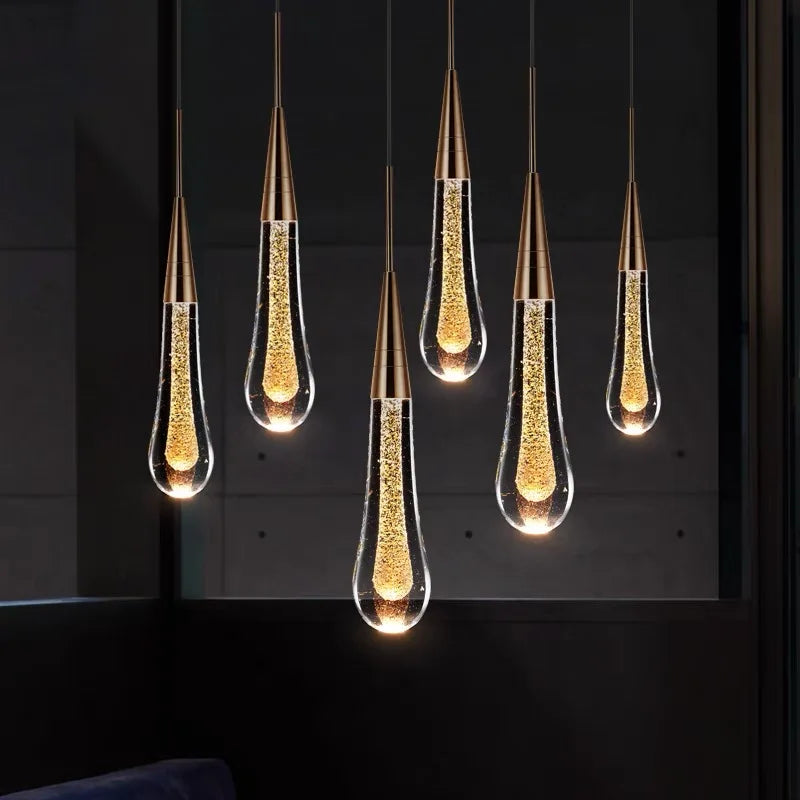Crystal LED Chandelier: Modern Loft Art Pendant Lighting for Restaurant, Bar, Staircase
