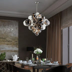 Glass Globe LED Chandelier: Nordic Luxury Metal Pendant Lighting for Living Room