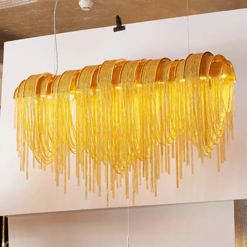 Luxury Tassel LED Chandelier - Elegant Aluminum Chain Pendant Light