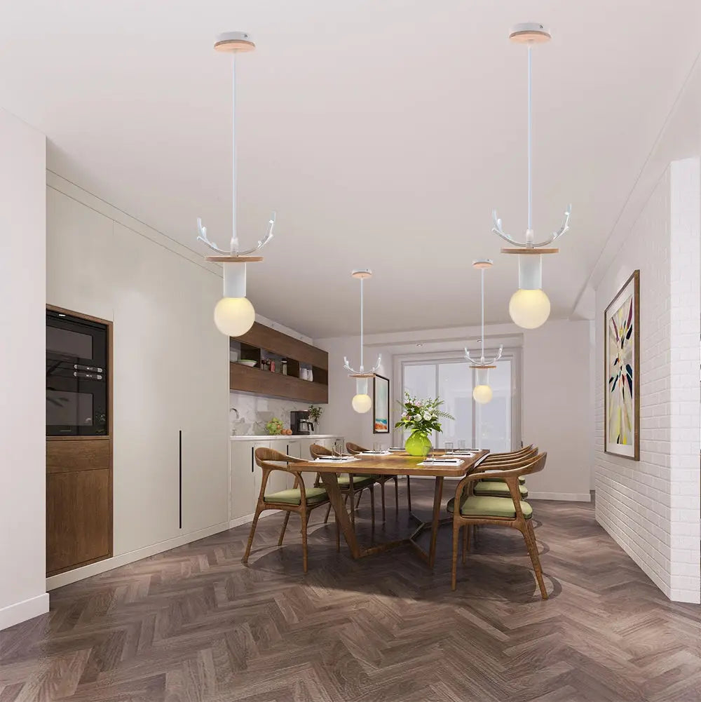 Wood Antler Pendant Lights LED Kitchen Island Bar Children's Room Home Decor